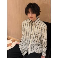 批发撞色条纹衬<b class='q'>衫</b>男长袖2026新款夏季宽松日系冰丝薄款防晒衬衣外套<b class='q'>寸</b>