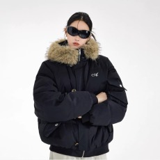 批发ICHMODE 珍珠棉毛领连帽羽绒棉服女冬季新款防寒保暖加厚外套