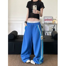 批发美式复古条纹休闲运动卫裤男女潮牌小众宽松直筒长裤情侣阔腿裤子