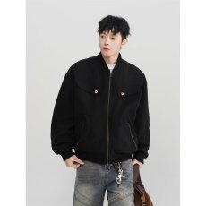 批发美式<b class='q'>街头</b>cleanfit短宽工装黑色夹克男女宽松复古高街休闲外套潮牌