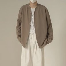 批发长袖垂感<b class='q'>衬衫</b>轻熟风搭配男装春季无领青少年潮牌宽松<b class='q'>衬衣</b>慵懒风