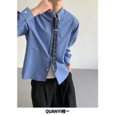 批发美式男女装秋季纯色<b class='q'>衬衫</b>2026年潮流纯色舒适配领带时尚长袖<b class='q'>衬衣</b>