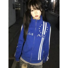 批发美式刺绣立领夹克外套男女新款<b class='q'>街头</b>风短版卫衣开衫y2k轻亚风上衣