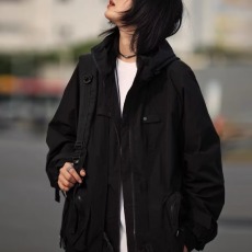 批发春秋季连帽冲锋衣男美式潮牌宽松机能防风外套潮流休闲工装夹克潮