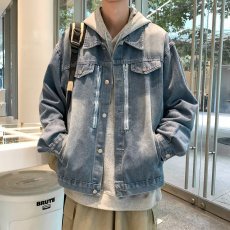 批发春秋原宿风腰果花牛仔<b class='q'>外套</b><b class='q'>男士</b>宽松潮牌帅气潮流百搭<b class='q'>夹克</b>棒球服男