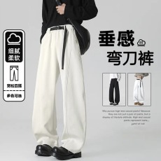 批发2025新款vibe美式弯刀裤<b class='q'>男</b>女款春季宽松垂感大码运动休闲卫裤长裤