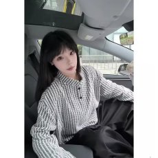 批发美式亨利领卫衣男款秋季重磅条纹长袖<b class='q'>t</b><b class='q'>恤</b>鱼骨纹小香风内搭打底衫