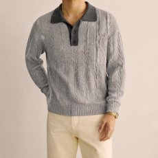 批发新款高端假两件毛衣男士秋冬新款新款潮流休闲美式翻领针织衫男装