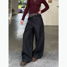批发2026秋季新款原色牛仔裤美式复古宽松阔腿裤时尚垂坠感直筒<b class='q'>长裤</b>