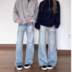批发情侣<b class='q'>牛仔裤</b>2025新款男春秋直筒宽松阔腿美式高街裤子潮流百搭长裤