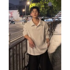 美式刺绣cleanfit卫衣男款秋冬华夫格长袖T恤正肩polo打底衫
