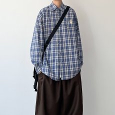 批发2026复古蓝色格子<b class='q'>衬衫</b>男秋季高级感痞帅长袖<b class='q'>衬衣</b>宽松百搭<b class='q'>情侣</b><b class='q'>外套</b>