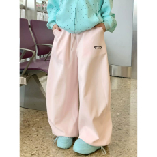 批发美式简约字母刺绣阔腿卫<b class='q'>裤</b>女跳舞运动<b class='q'>裤</b>宽松<b class='q'>百搭</b>垂感弯刀休闲长<b class='q'>裤</b>
