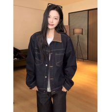 批发美式原色阔版牛仔外套男<b class='q'>春</b>秋季新款翻领夹克宽松百搭复古上衣