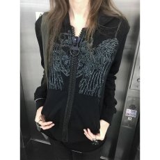 批发文艺美式复古暗黑风印花金属拉链收腰连帽短外套<b class='q'>街头</b>百搭卫衣ins