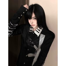 翻领假两件衬衫2026秋季新款宽松显瘦休闲长袖上衣百搭简约潮流
