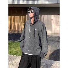 批发连帽衬衫日系纯色长袖衬衫<b class='q'>男</b>生2026新款秋季宽松<b class='q'>休闲</b>上衣<b class='q'>外套</b>外搭