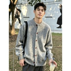 批发韩系长袖针织衫<b class='q'>外套</b>人夫感穿搭秋季显瘦修身毛衣<b class='q'>男</b>慵懒风<b class='q'>休闲</b>开衫