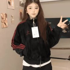 批发格自条纹立领男女款秋<b class='q'>冬</b>季潮牌设计感美式复古痞帅外套
