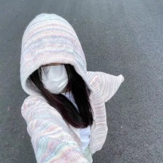 批发大码宽松显瘦慵懒学院风休闲连帽卫衣开衫秋<b class='q'>冬</b>毛衣针织彩虹外套女