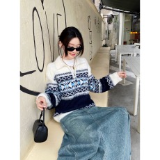 批发费尔岛半拉链翻领毛衣男女秋<b class='q'>冬</b>外穿高级宽松软糯百搭复古针织外套