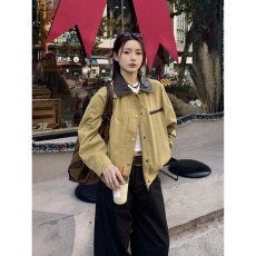 批发美式复古巴恩风短款做旧皮领外套百搭夹克外套上衣<b class='q'>男士</b>