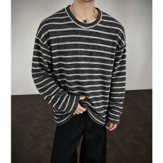 批发2026美式复古潮牌体恤春秋百搭上衣情侣打底衫圆领条纹长袖<b class='q'>T</b><b class='q'>恤</b>男