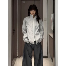 批发cleanfit浅灰色飞行夹克男款春季情侣<b class='q'>户外</b>防晒外套美式立领冲锋衣