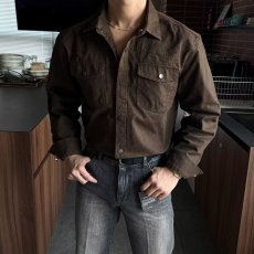 批发高端美式复古猎装工装长袖衬衫男春季潮牌春季宽松休闲衬衣外套男