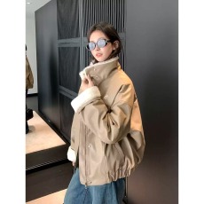 批发高级感复古羊羔毛PU皮棉<b class='q'>服</b>女冬季新款加厚加绒保暖皮衣外套小个子