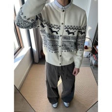 批发费尔岛腊肠狗提花开衫<b class='q'>毛衣</b><b class='q'>男</b>秋冬宽松圆领针织外套休闲叠穿外搭潮