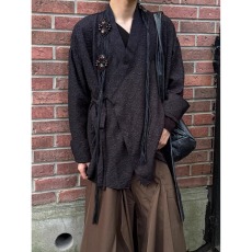 批发新中式暗花衬衫披风外套<b class='q'>男</b>高级感痞帅三件套装书法假两件<b class='q'>西裤</b>一套