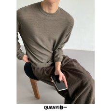 批发2026秋冬季新款圆领套头毛衣宽松老钱风羊绒<b class='q'>衫</b>男纯色百搭针织<b class='q'>衫</b>