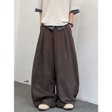 批发老钱风黑色格纹裤男女春秋季潮牌垂感阔腿裤宽松<b class='q'>百搭</b>弯刀裤