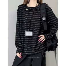 批发秋季新款慵懒风亲肤马海毛羊毛长袖宽松<b class='q'>条纹</b>上衣毛衣百搭针织衫
