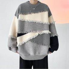 批发不规则设计感毛衣<b class='q'>男</b>流苏软糯撞色<b class='q'>针织衫</b>毛衣<b class='q'>男</b>生潮牌秋冬新款百搭