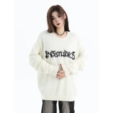 批发美式高街加厚保暖毛衣<b class='q'>男</b>女冬季潮牌字母提花宽松打底仿貂绒<b class='q'>针织衫</b>