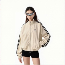 批发带品牌标志条纹装饰立领拉链设计时尚夹克 