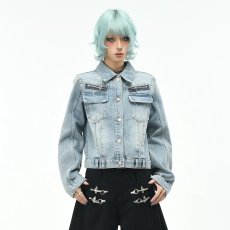 批发港风复古做旧水洗牛仔外套女2026秋季个性别致宽松短款夹克上衣