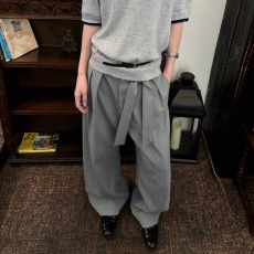批发条纹西裤TR混纺挺括Baggy弯刀垂感立体暗纹休闲西裤<b class='q'>春</b>夏