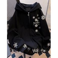 批发<b class='q'>卫衣</b>男美式新款高街拉链刺绣加绒加厚青少年情侣潮牌秋冬<b class='q'>开衫</b>上衣