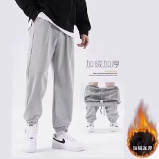 批发今年新款加厚加绒宽松束脚休闲长裤带侧插袋垂顺百