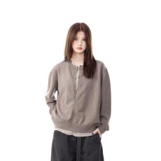 批发美式复古假两件针织<b class='q'>开衫</b>女2026春秋季气质圆领纯色宽松针织外套