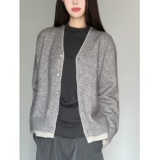 批发灰色格雷系假两件<b class='q'>开衫</b>毛衣男款秋季韩系温柔氛围感穿搭针织衫外套